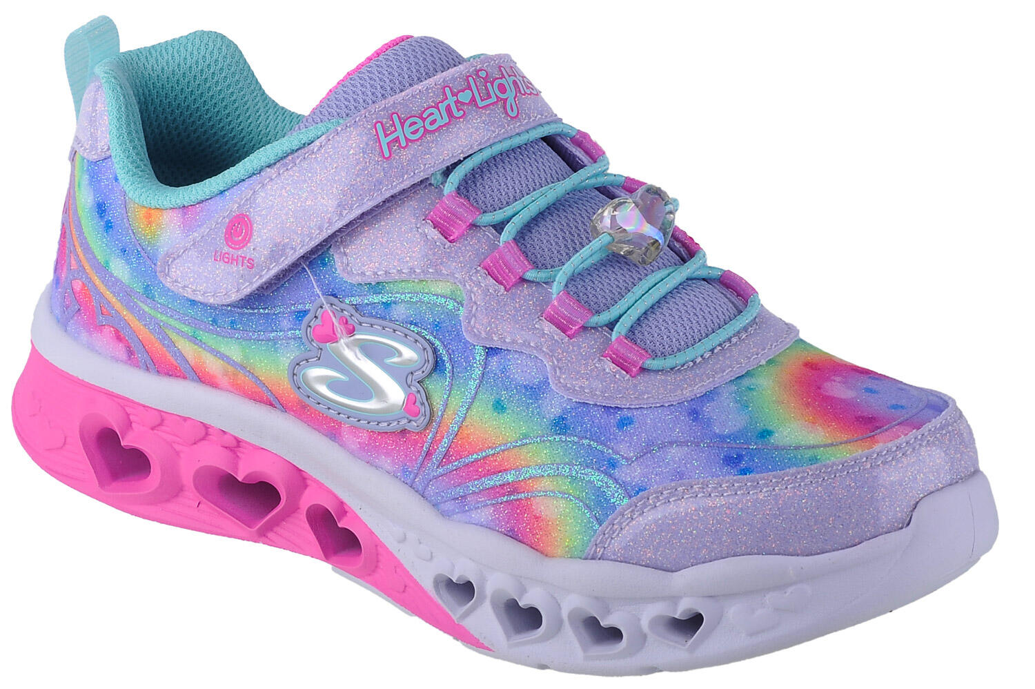 Buty sportowe Sneakersy dziewczęce, Skechers Flutter Heart Lights-Groovy Swirl