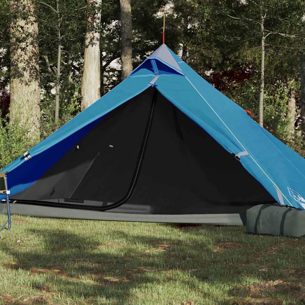 vidaXL Namiot kempingowy, 1-os., niebieski, 255x153x130 cm, tafta 185T