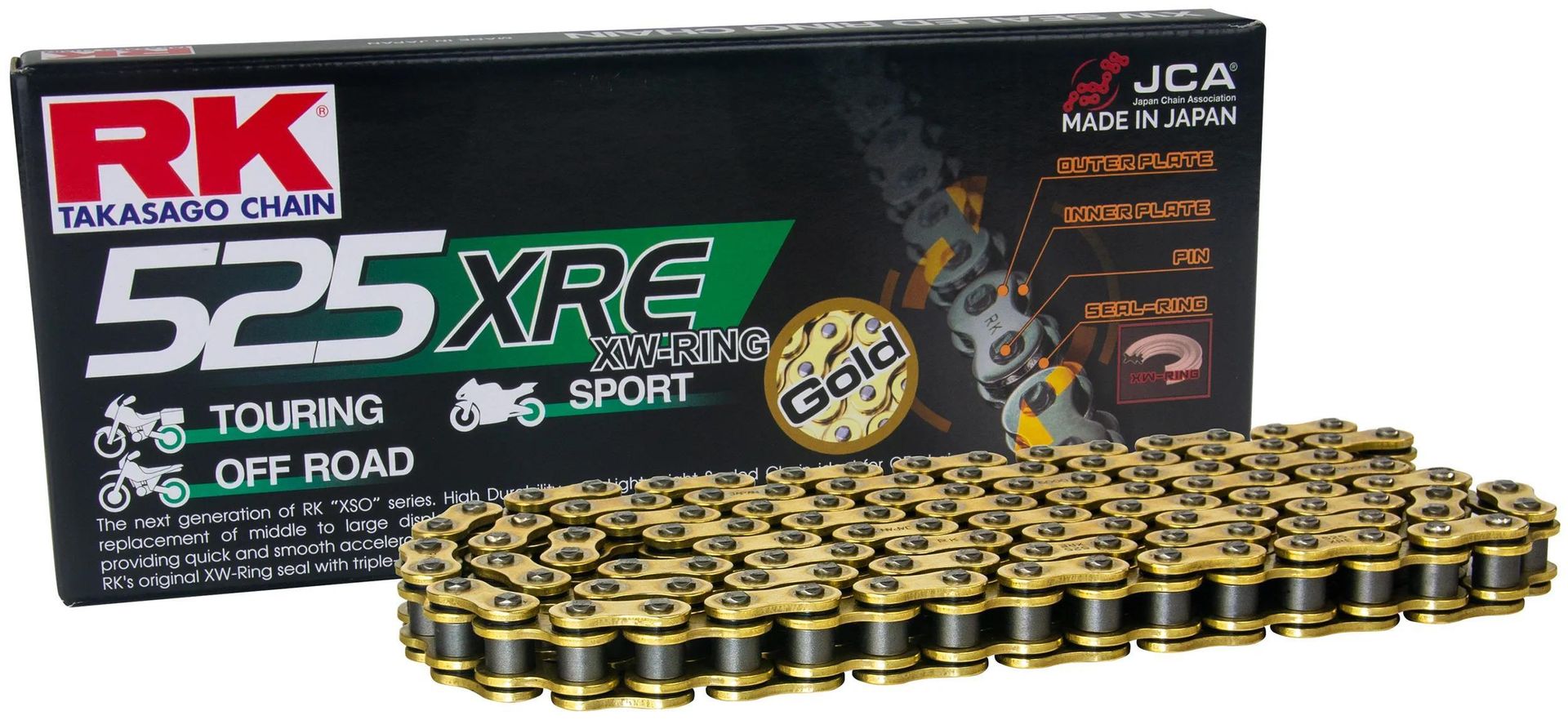 Łańcuch RK 525 XRE 104N złoty otwarty