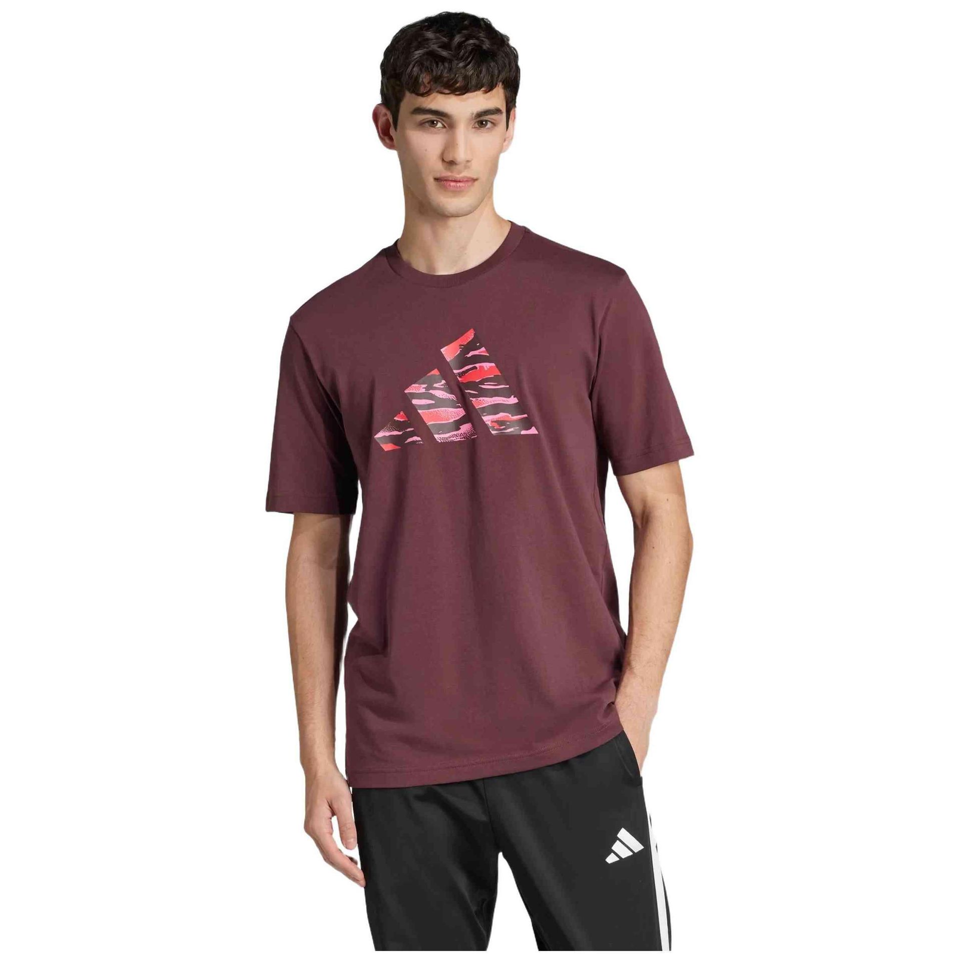 Koszulka męska adidas Codes Camo Graphic burgundowa