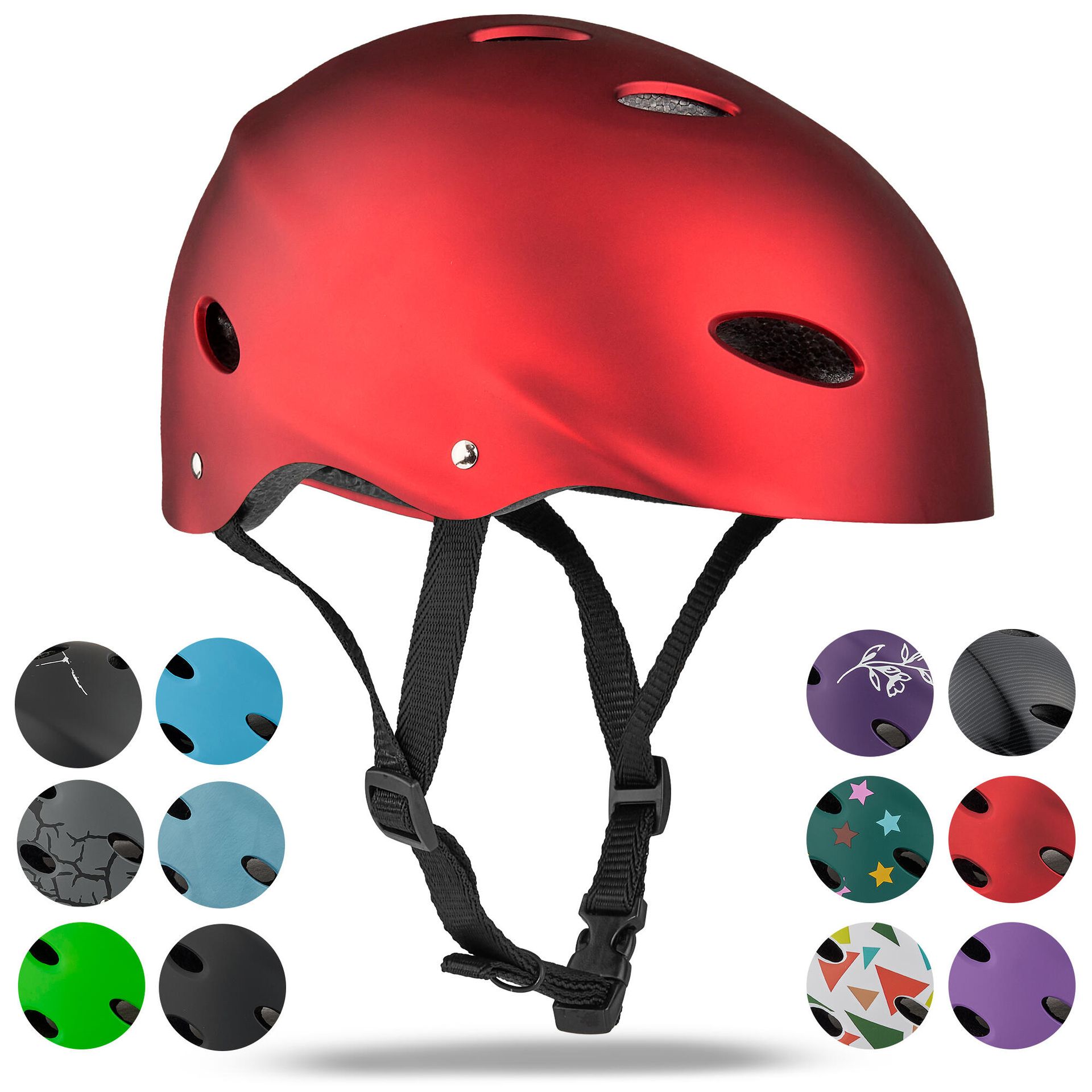 Kask Apollo dla mężczyzn, kobiet i dzieci kask rowerowy dla dzieci regulowany kask na deskorolkę, bmx dla dzieci rozmiar L/XL (55-62 cm) - Liquid Red