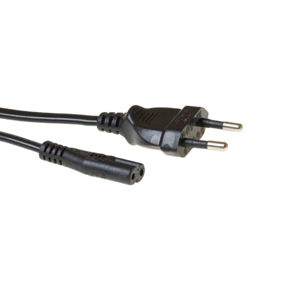 ACT C7 kabel sieciowy 1 m, euro C7, kabel zasilający typu C, wtyczka euro na gniazdo C7, kabel do małych urządzeń PS4/PS5, TV, drukarka AK5417