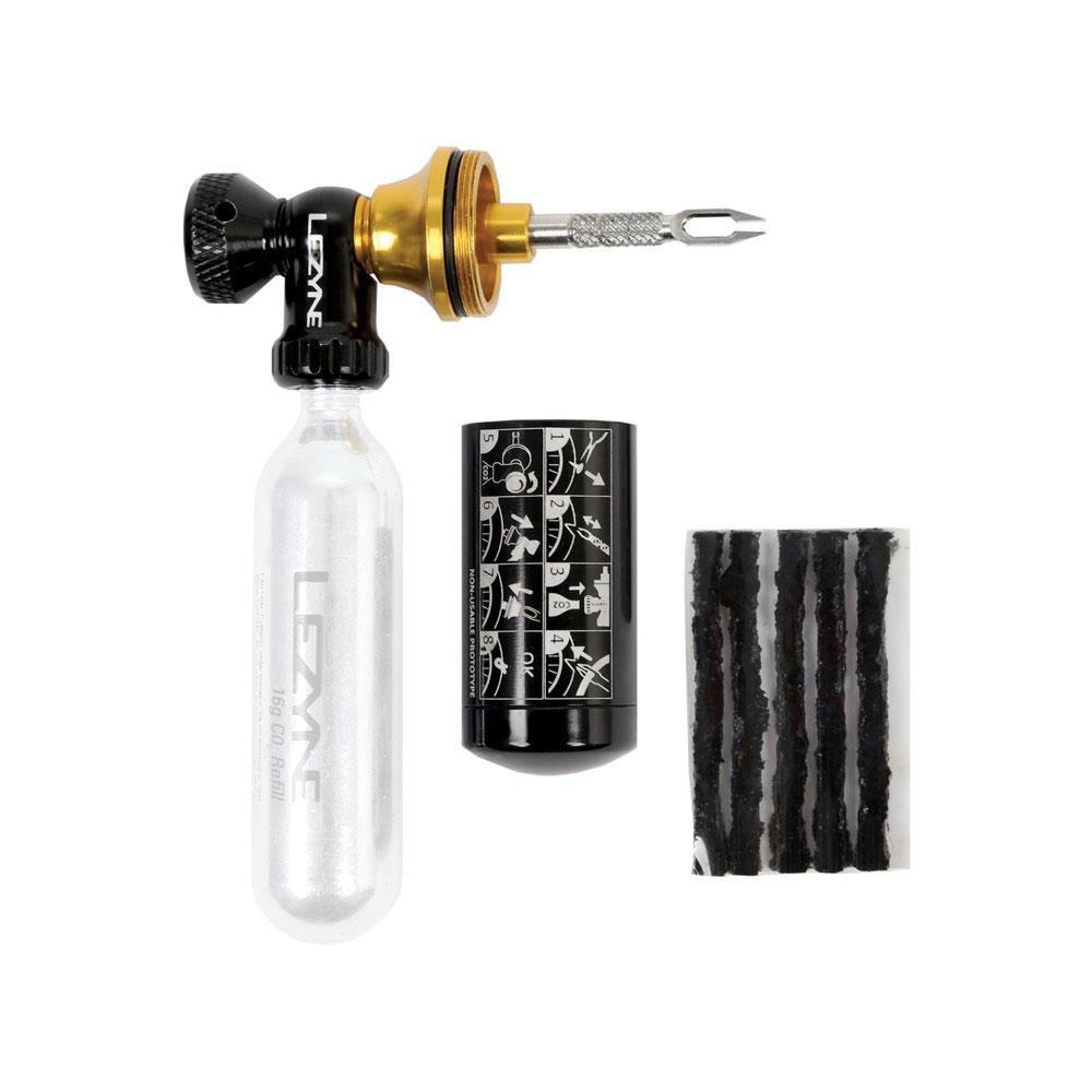 Lezyne Tubeless CO2 Blaster Zestaw naprawczy do opon, black/gold 2021 Pompki na naboje CO2 452000060