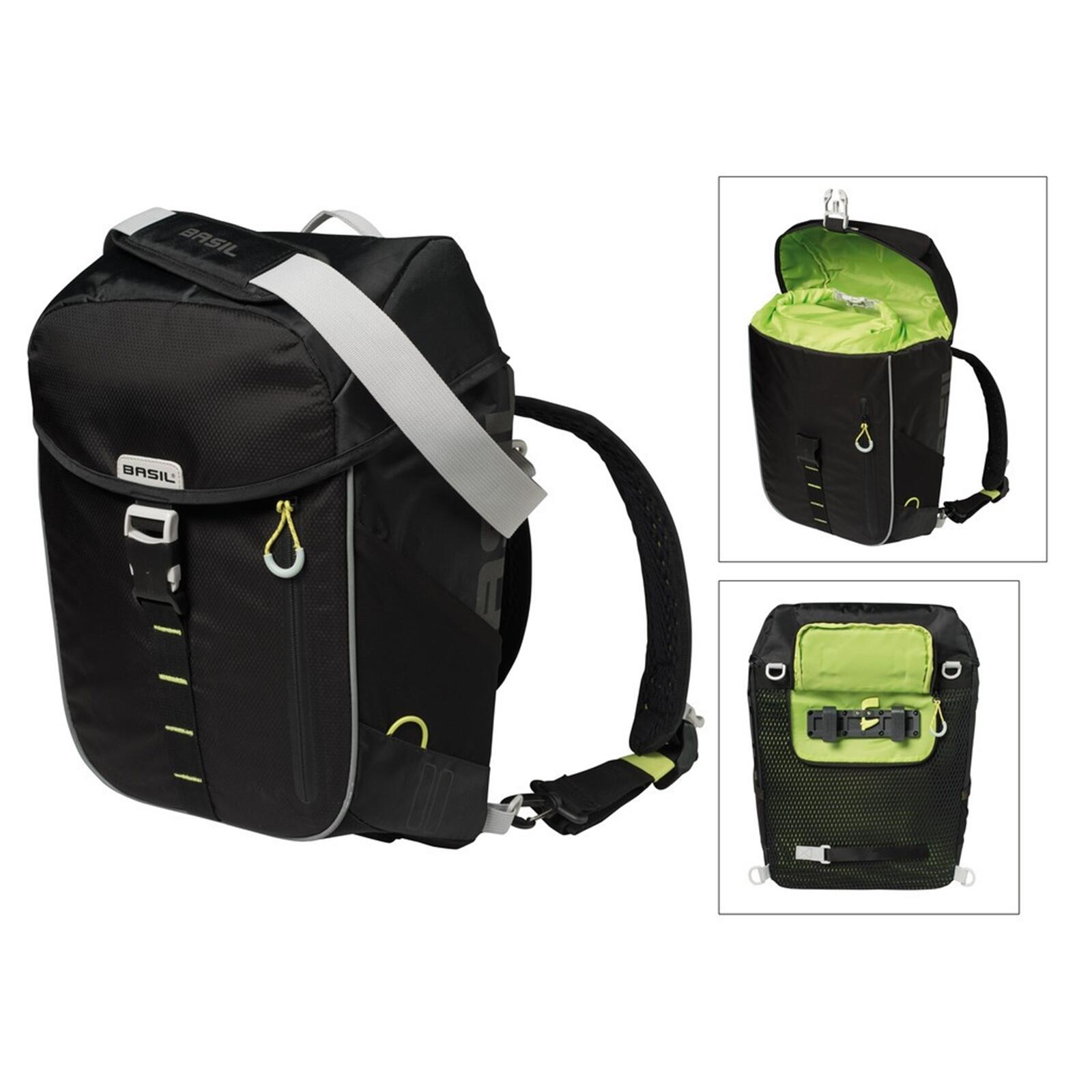 Basil Miles Daypack, pojedyncza torba, 14L, Black Lime, czarny BAS17750