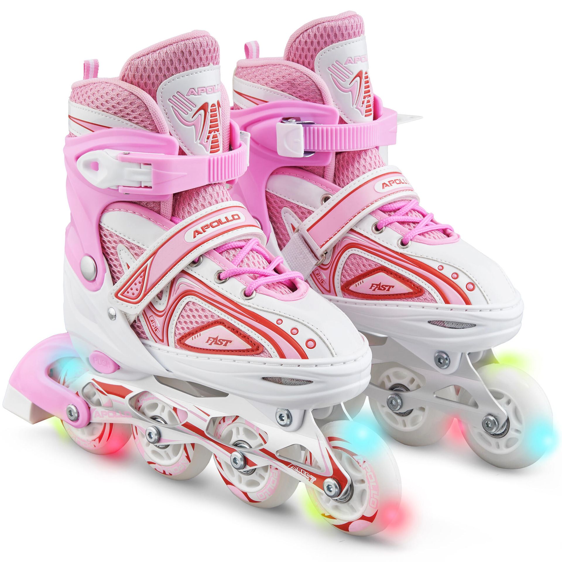 Apollo Łyżworolki Super Blades, regulowany rozmiar (Biały/różowy, L (39-42))