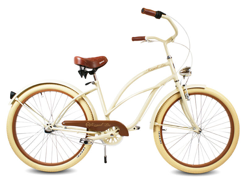 Rower miejski damski Cruiser 28 SAHARA kremowy brązowy