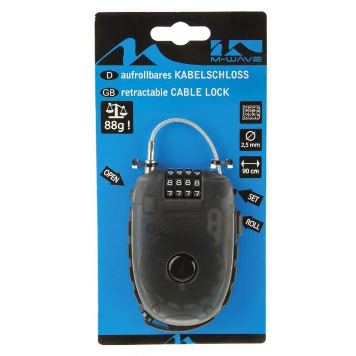 M-Wave zwijany zamek na kabel z szyfrem, 90 cm x 2,4 mm 230051