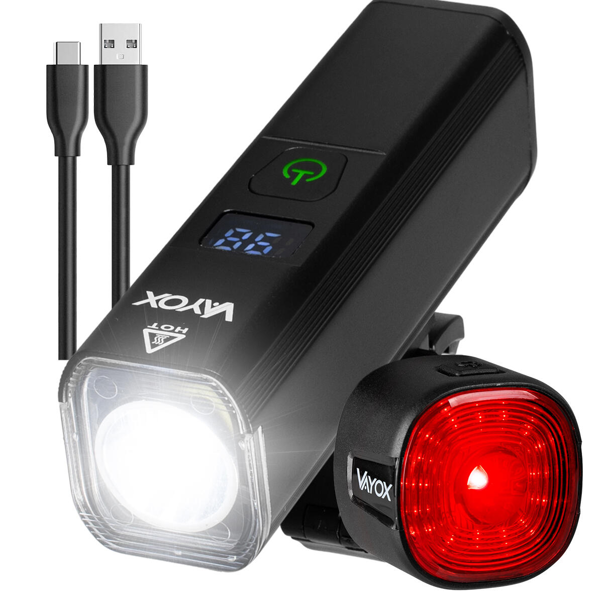 Zestaw lampek rowerowych VAYOX VA0071 + VA0156 przednia i tylna USB-C