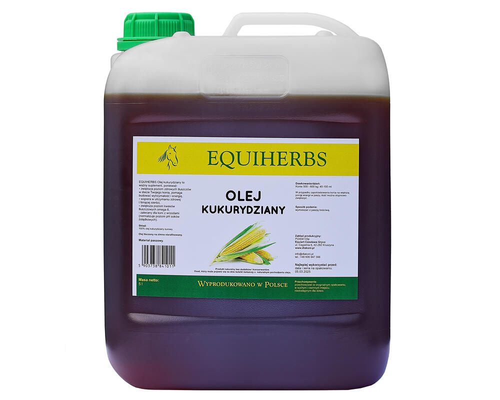 Olej kukurydziany dla koni 5 l Equiherbs