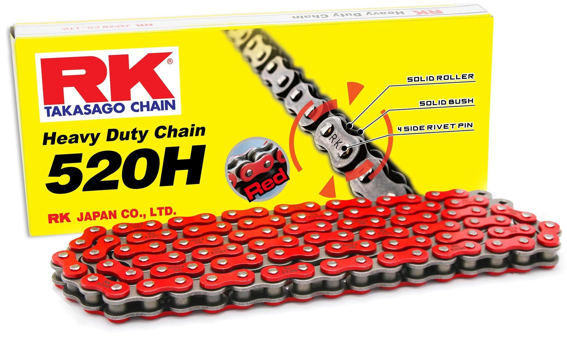 Łańcuch RK 520H 118C czerwono-czarny otwarty
