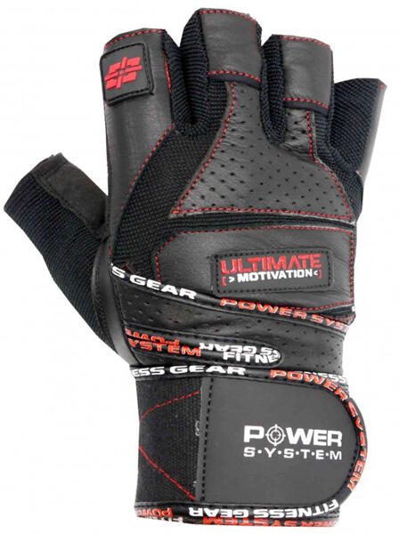 Rękawice fitness Power System  Fitness Rukavice Ultimate Motivation Černožluté L