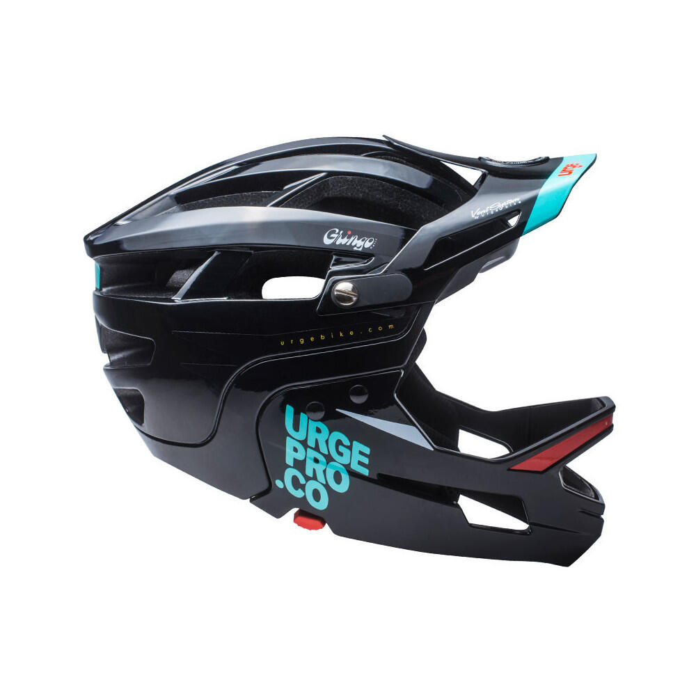 Kask MTB Gringo de la Pampa czarny z odpinaną osłoną szczęki.