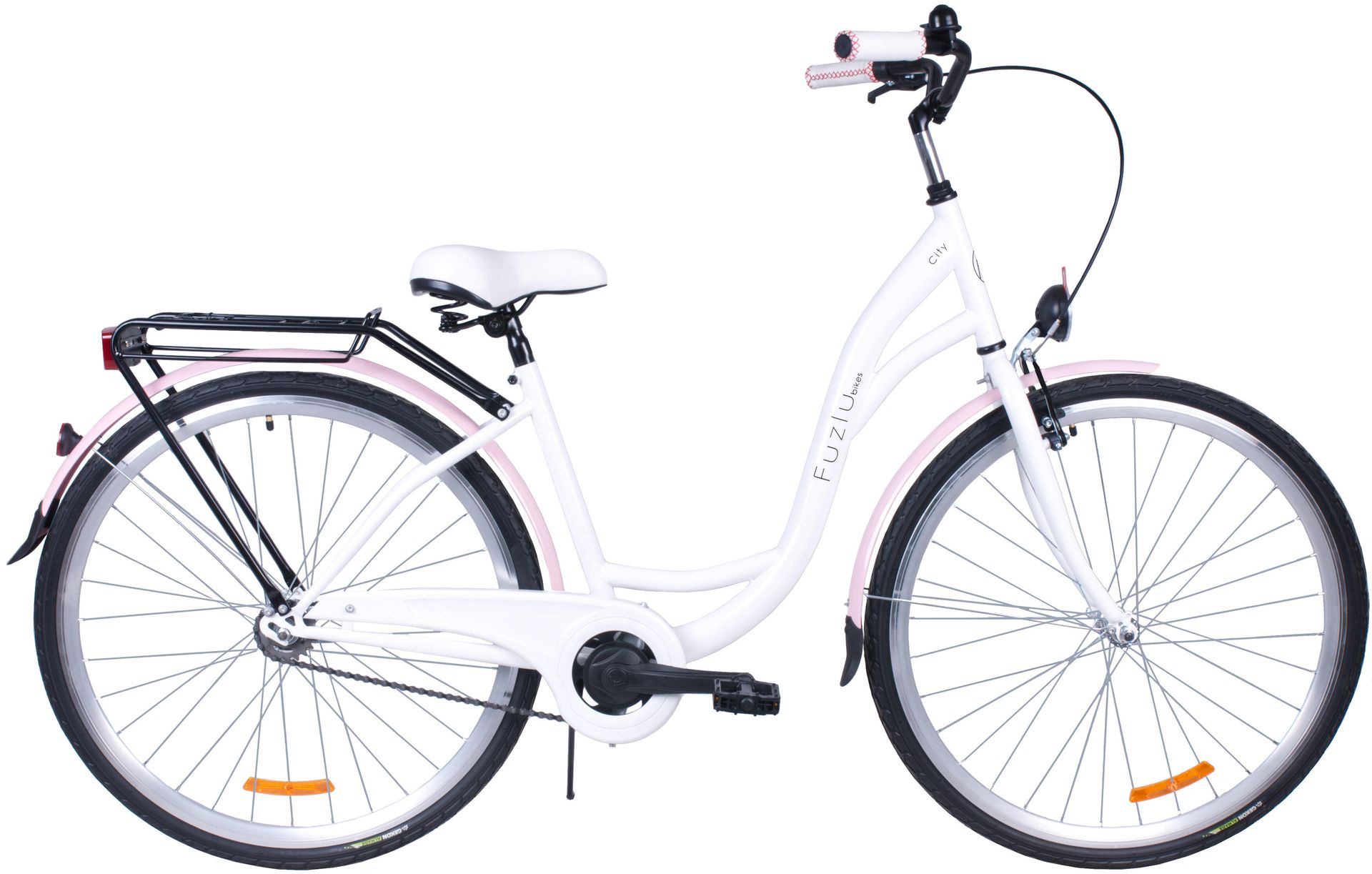 Rower miejski 28 Fuzlu City S1 biało-różowy