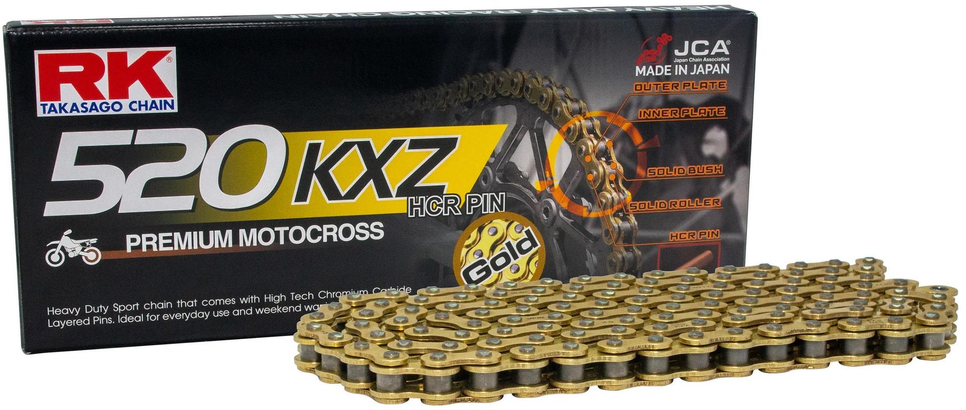 Łańcuch rowerowy Rk 520 KXZ 110 c złoto/szary otwarty