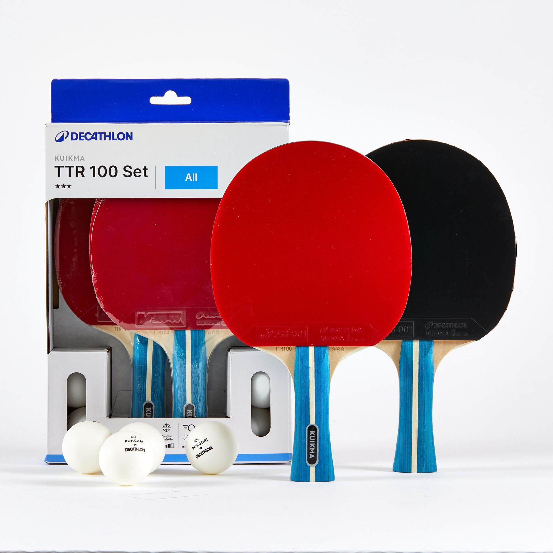 Zestaw 2 rakietek do tenisa stołowego Pongori TTR 100 3* ITTF szkoła + piłki