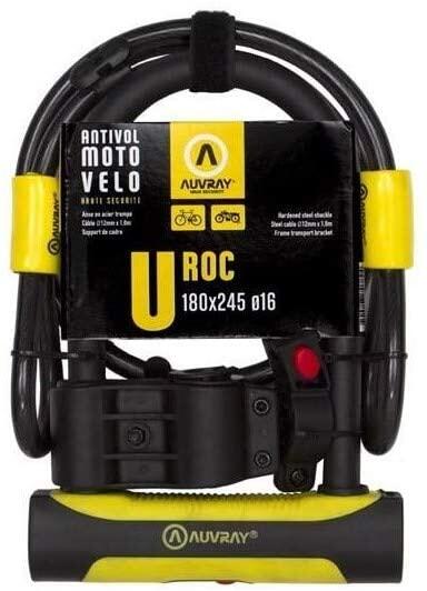 AUVRAY, Zapięcie rowerowe z linkami, U-LOCK U-ROC, czarny, 180x245mm