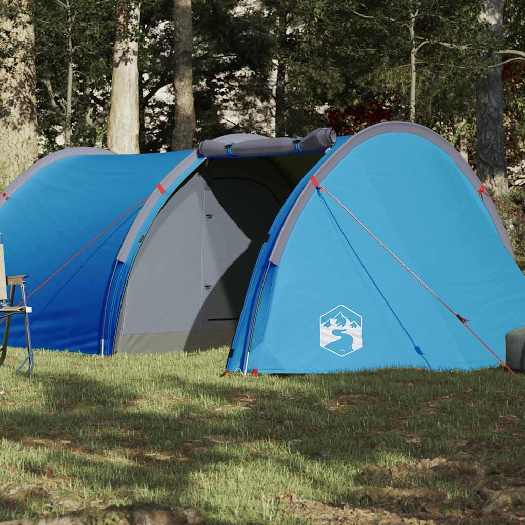 vidaXL Namiot kempingowy, 4-os., niebieski, 405x170x106 cm, tafta 185T