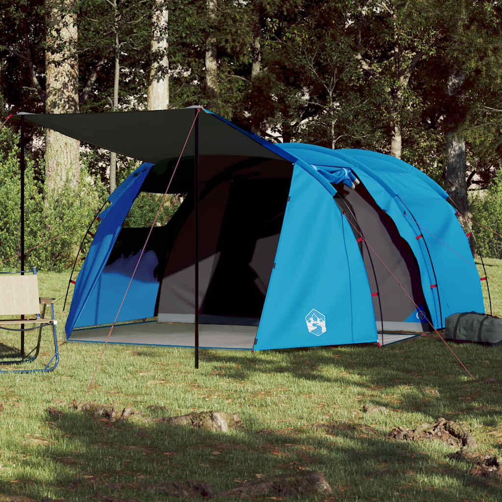 vidaXL Namiot kempingowy, 4-os., niebieski, 420x260x153 cm, tafta 185T