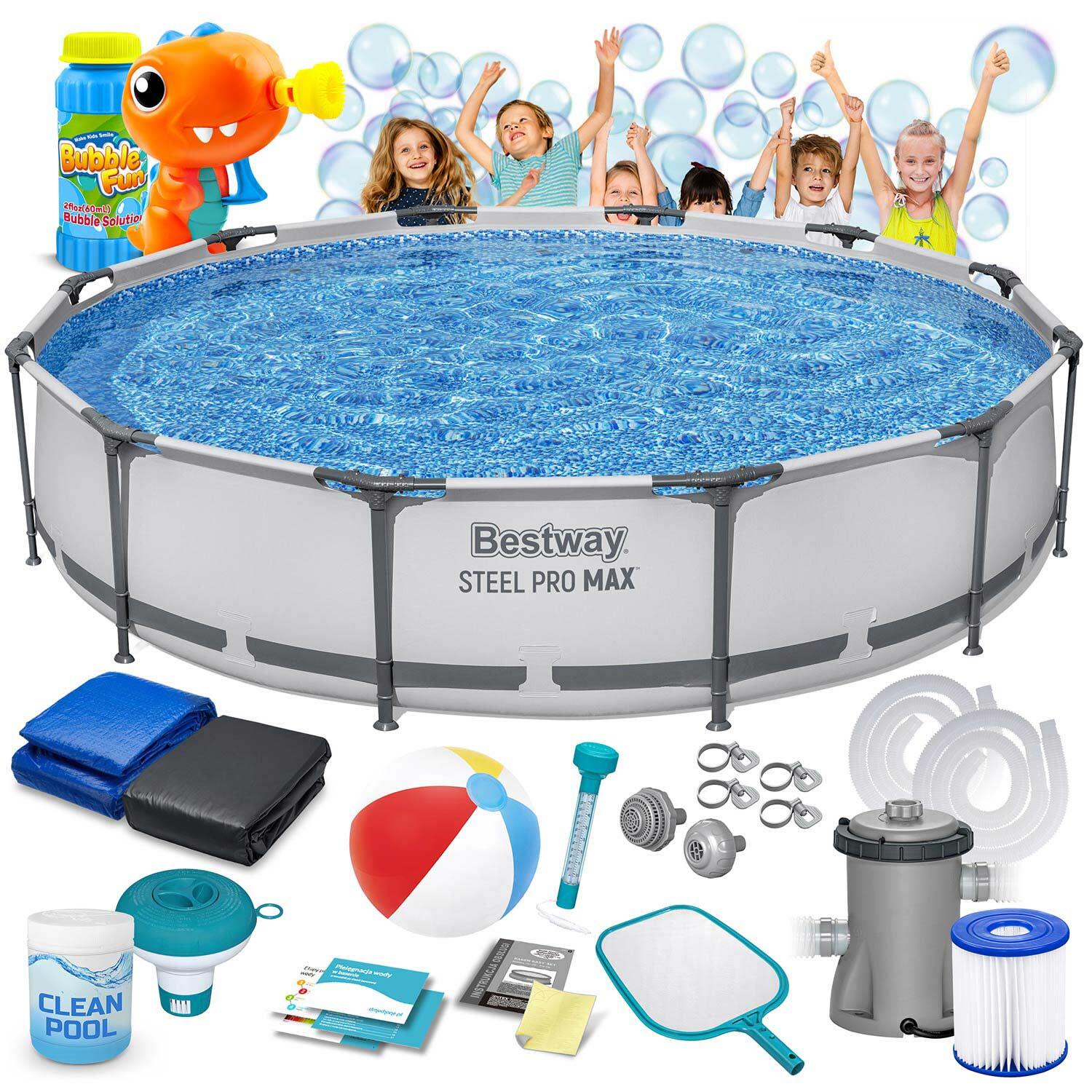 Basen ogrodowy stelażowy 366x76cm Bestway 56416 zestaw 16w1