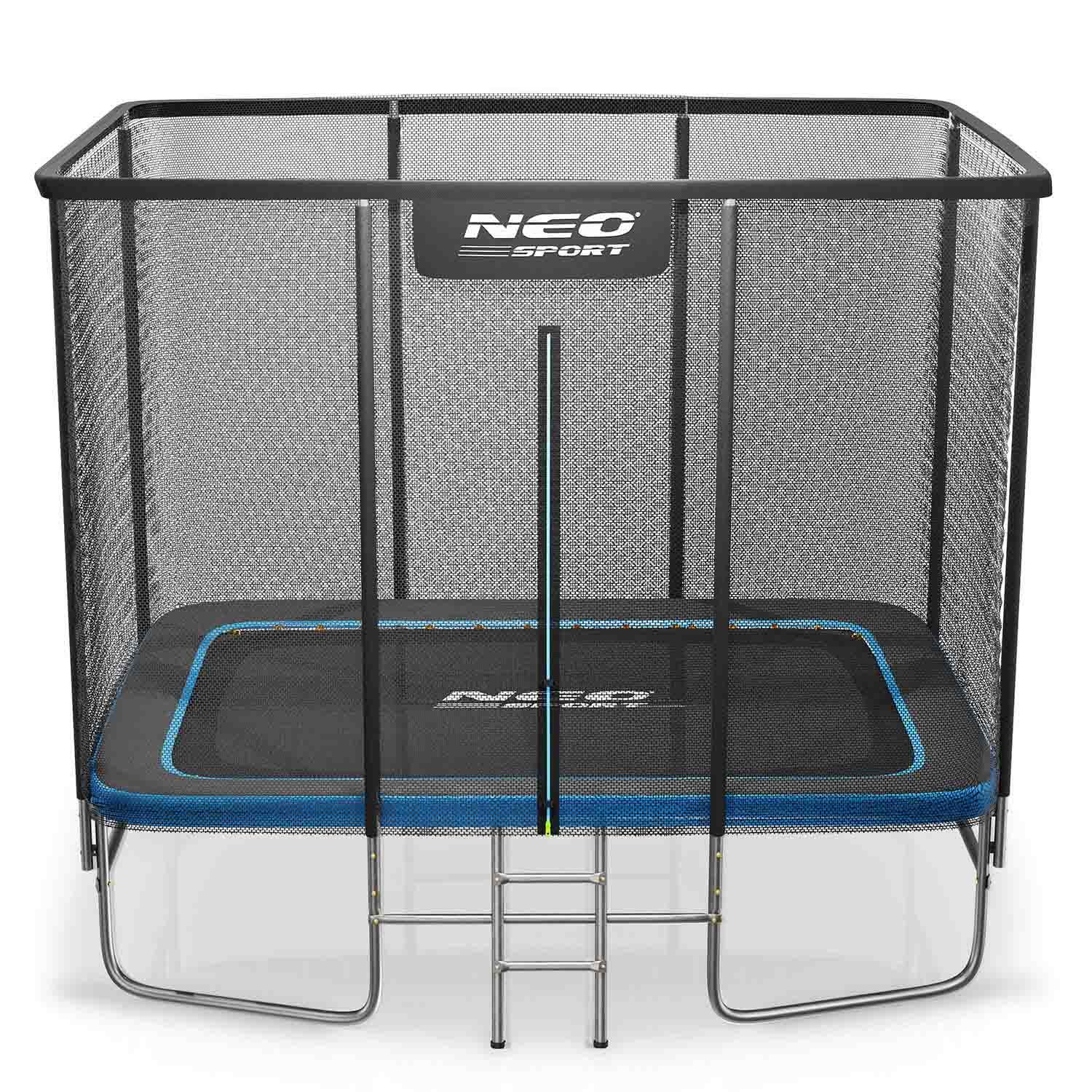 Duża trampolina ogrodowa Neo-sport prostokątna 305x213cm 10x7ft dla dzieci bezpieczna