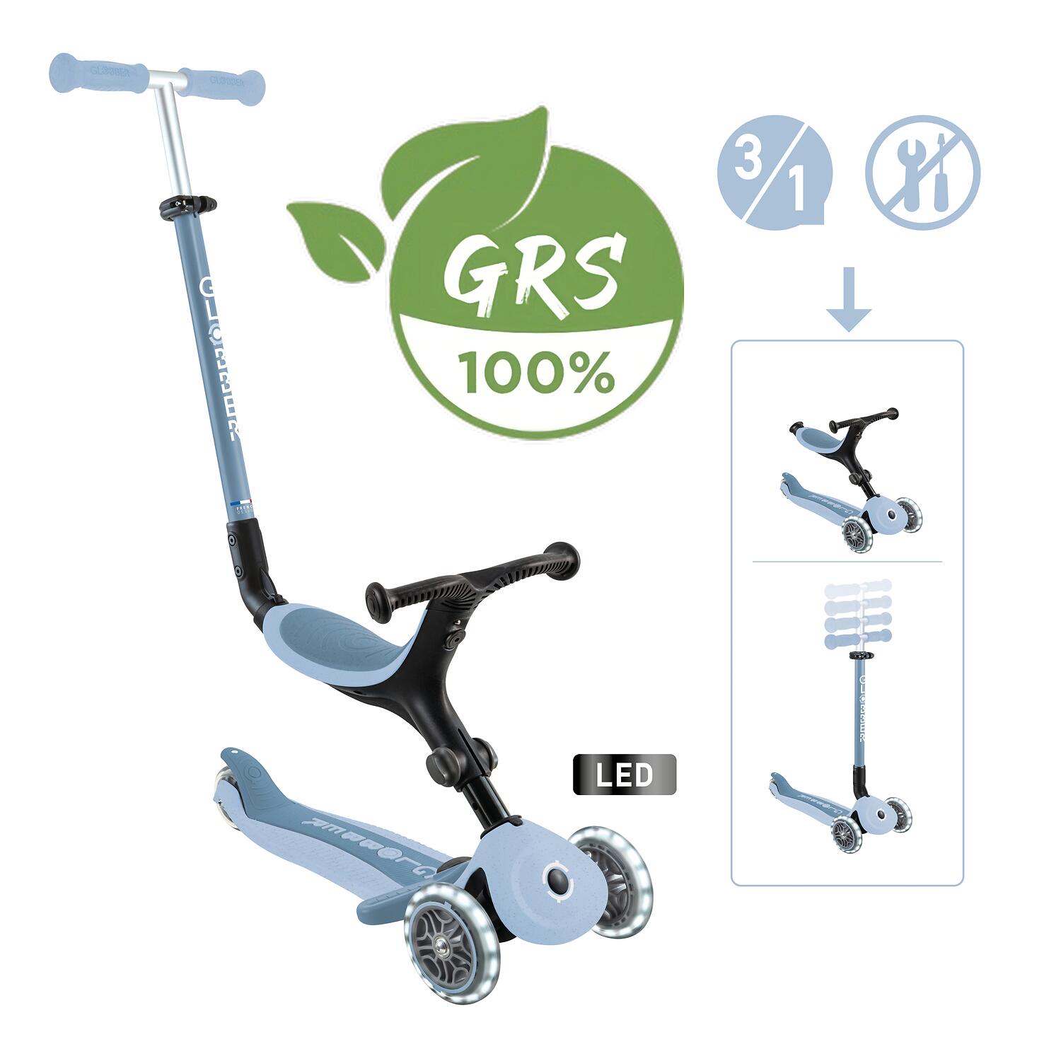 Hulajnoga z siedziskiem Globber Go Active Lights Ecologic Jr 745-501