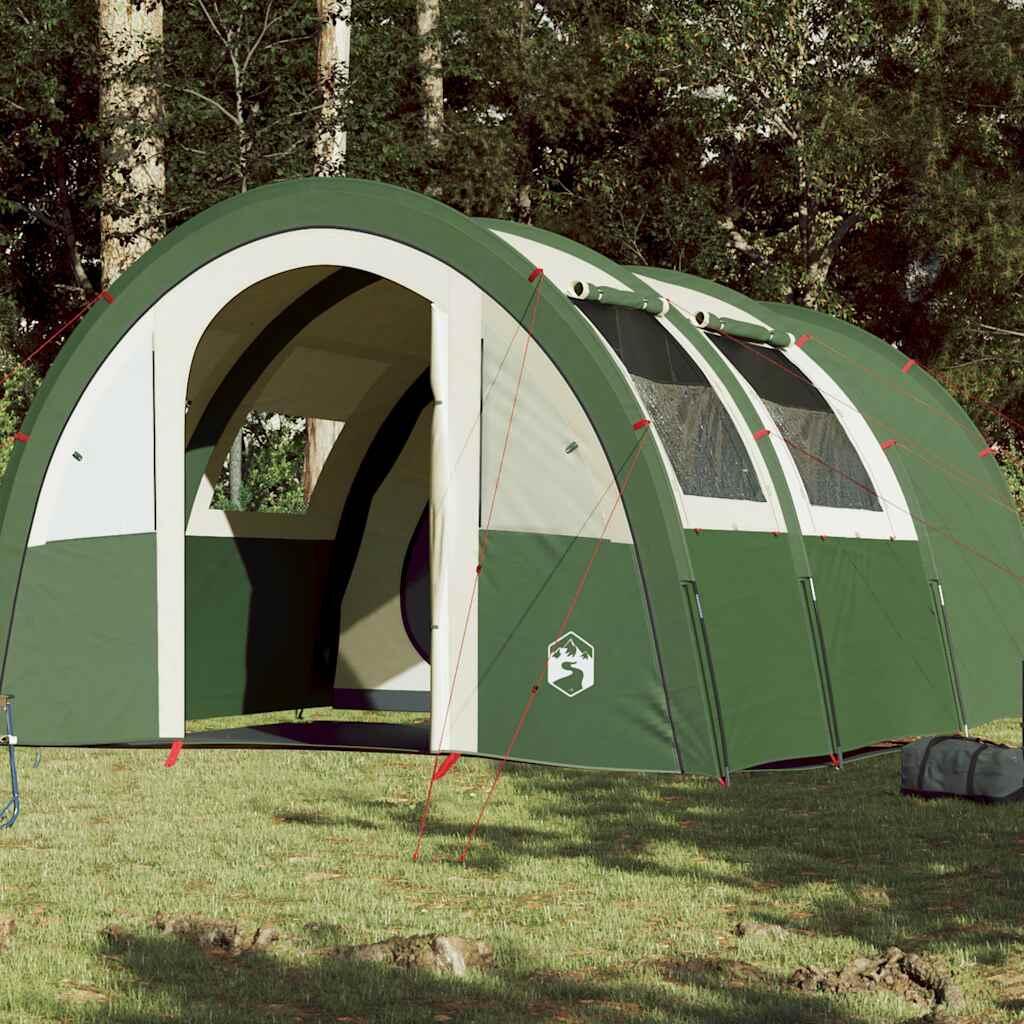 vidaXL Namiot kempingowy, 4-os., zielony, 483x340x193 cm, tafta 185T