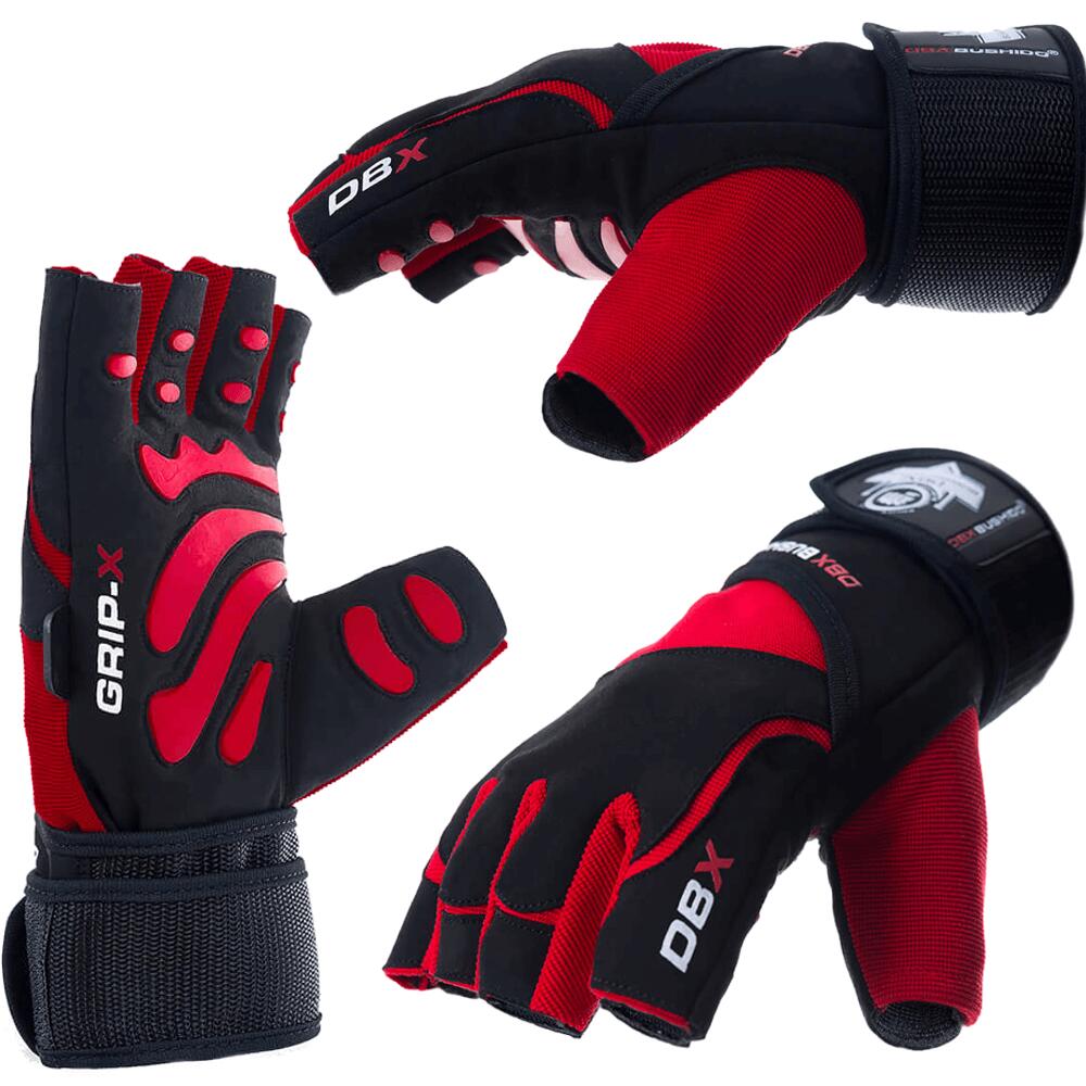 DBX Bushido WG-161 - RĘKAWICZKI NA SIŁOWNIĘ - DO ĆWICZEŃ - Z DŁUGIM RZEPEM I SYSTEMEM GRIP-X - XL 1142347122