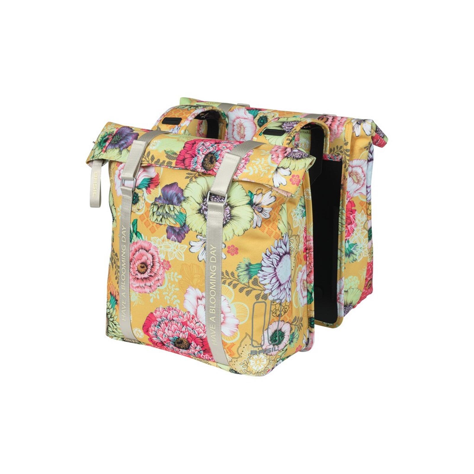 Basil Bloom Field Double Pannier Bag 28-35l, żółty/kolorowy 2022 Sakwy