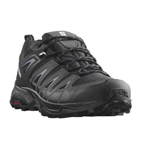 Salomon X Ultra Pioneer Gore-Tex męskie buty trekkingowe, wodoszczelne, bezpieczne trzymanie stopy, stabilne i amortyzujące, Czarny magnes, niebieski, stal, 42 EU