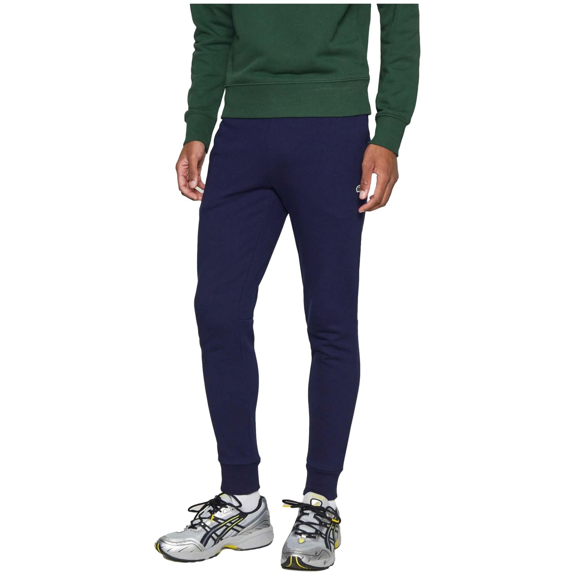 Spodnie Lacoste slim fit z organicznej bawełny granatowe