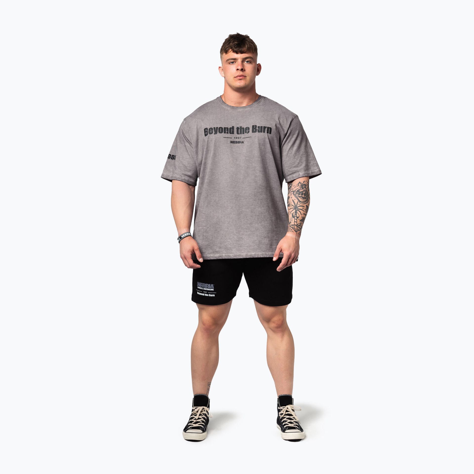 Koszulka treningowa męska NEBBIA Washed-Off Heavyweight Grind