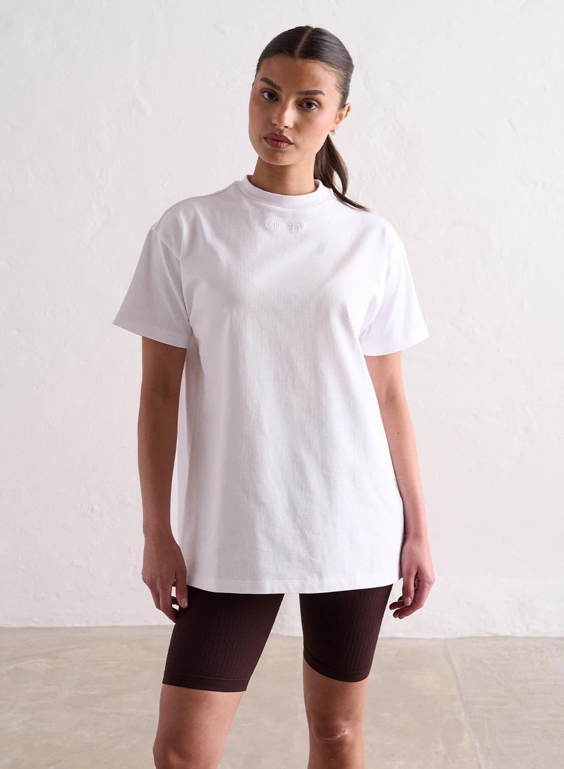 Damski T-shirt krótki rękaw, oversize, bawełna, okrągły dekolt Boyfriend czarny