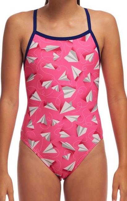 Strój do pływania dziewczęcy Funkita Paper Pink - Single Strap