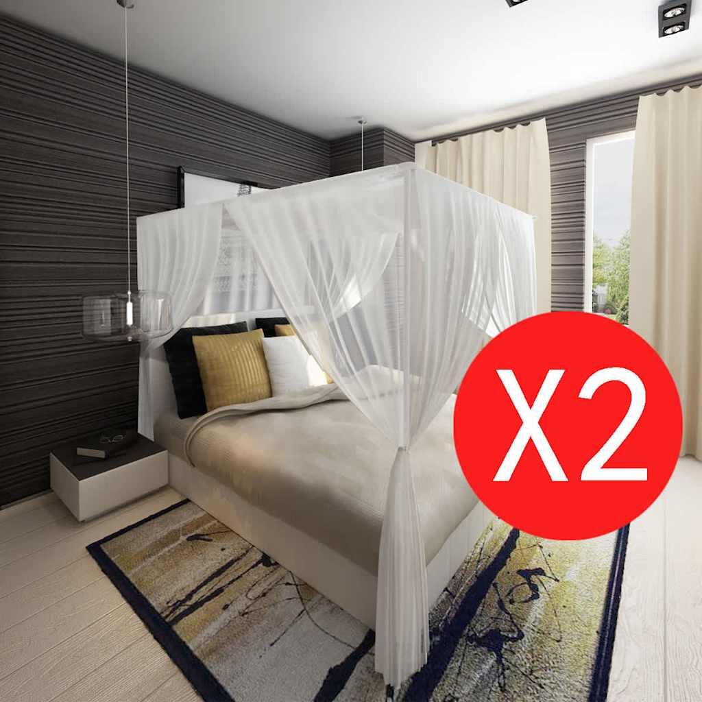 vidaXL vidaXL Prostokątna moskitiera nad łóżko z 3 wejściami (x2)