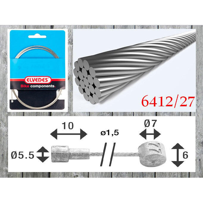 Elvedes linka wewnętrzna gaz 3500 mm stal nierdzewna Ø 1,5 mm
