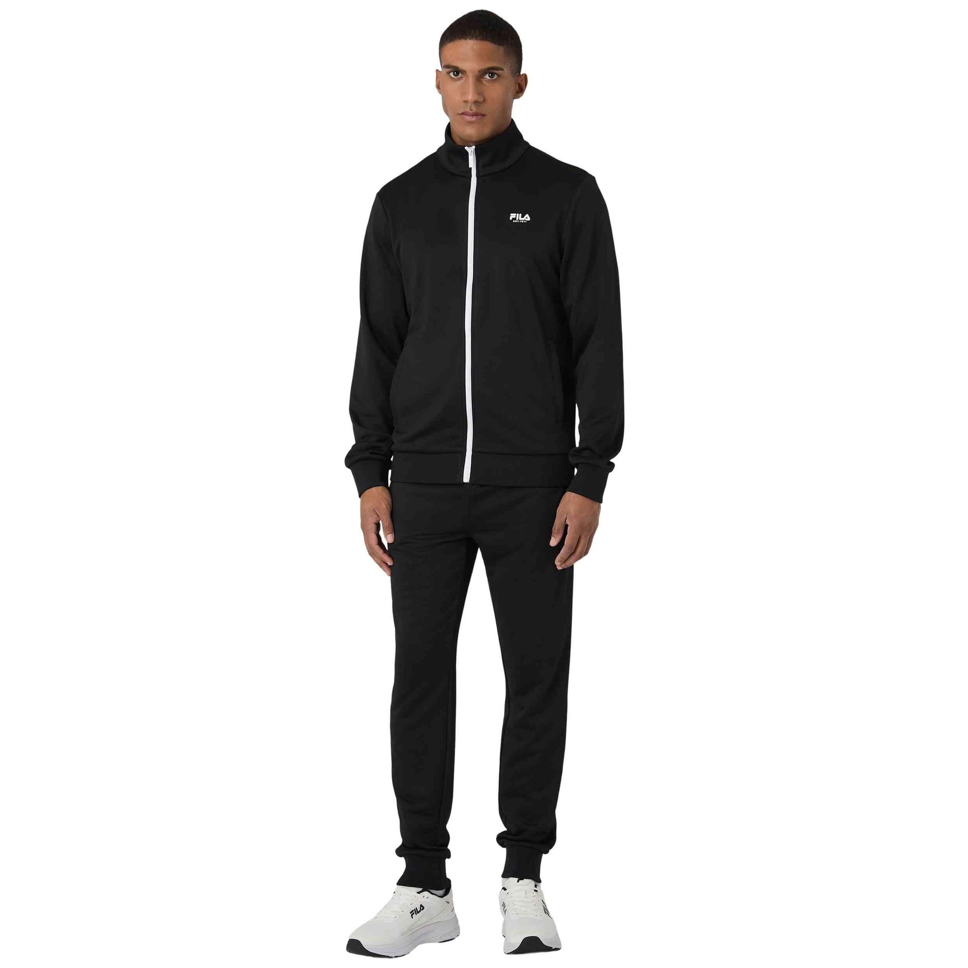 Dres męski do biegania Fila Saluzzo Slim Logo Track Set czarny