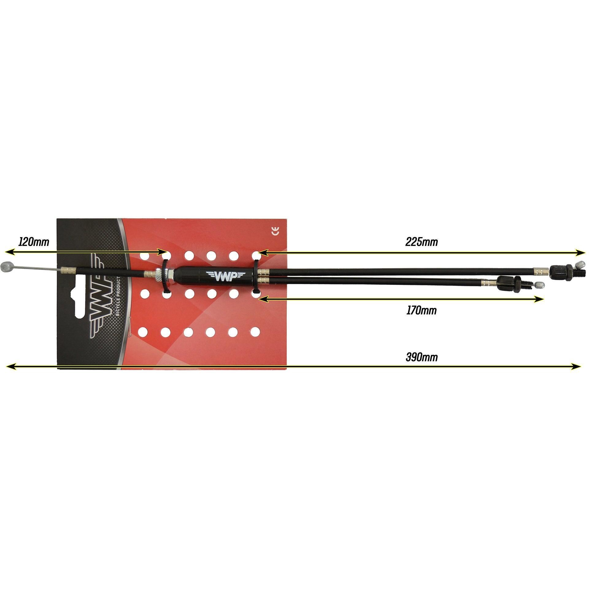Kabel hamulcowy VWP BMX 390 mm z regulatorem czarny