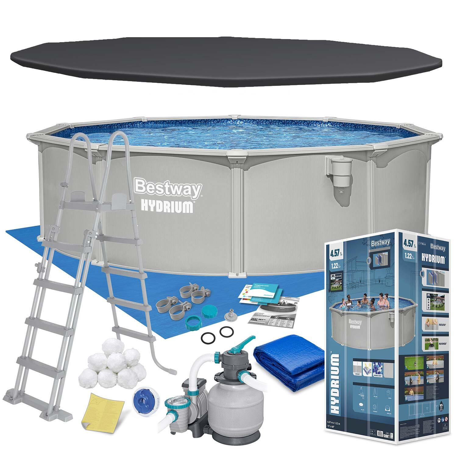 Bestway Basen stelażowy Hydrium 457x122 całoroczny 56384 zestaw
