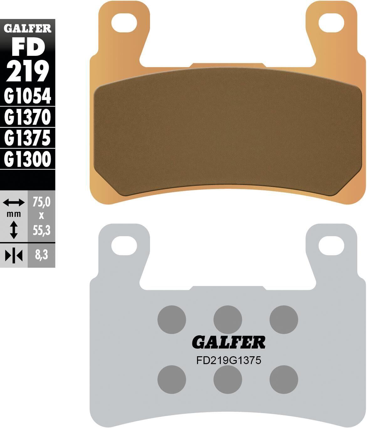 GALFER FD219 klocki hamulcowe tarczowe sinter 75×55,3×8,3 mm
