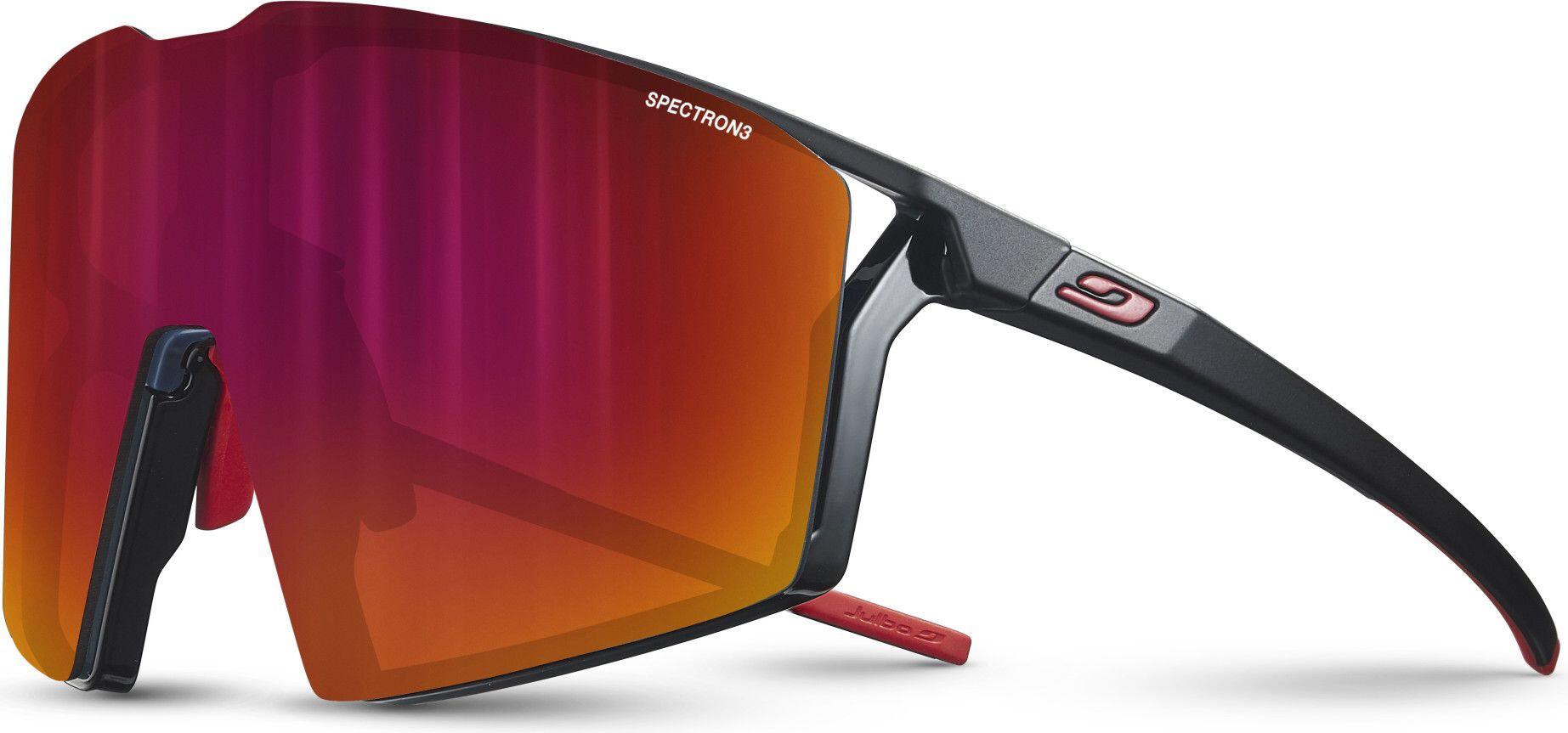 Julbo Edge Unisex Dorosły Okulary przeciwsłoneczne, Matowy czarny/czerwony, rozmiar uniwersalny