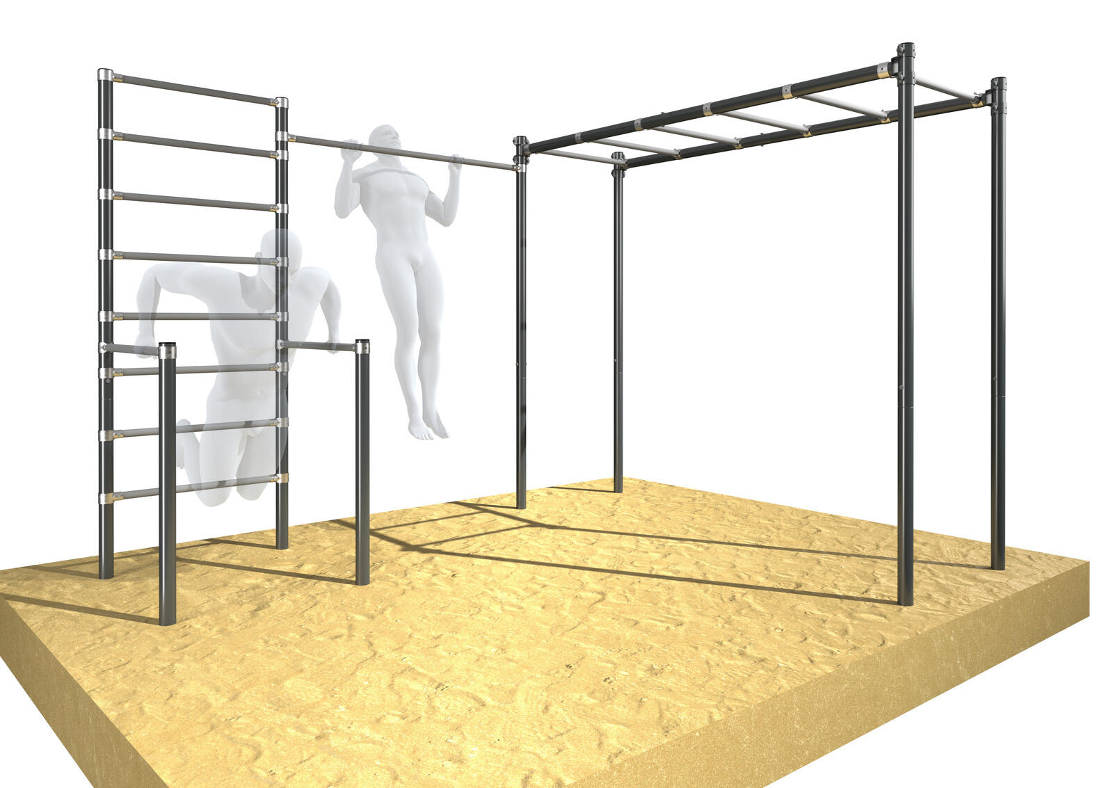 UnderFit Drabinka gimnastyczna ogrodowa z drążkiem i poręczami OCYNK Street workout UF9890