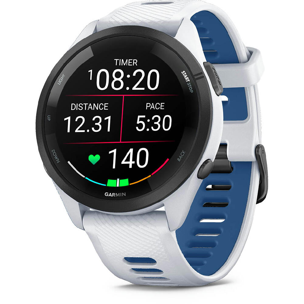 Zegarek Garmin 010-02810-11 Forerunner 265 Black Bezel with Whitestone Case biało-niebieski