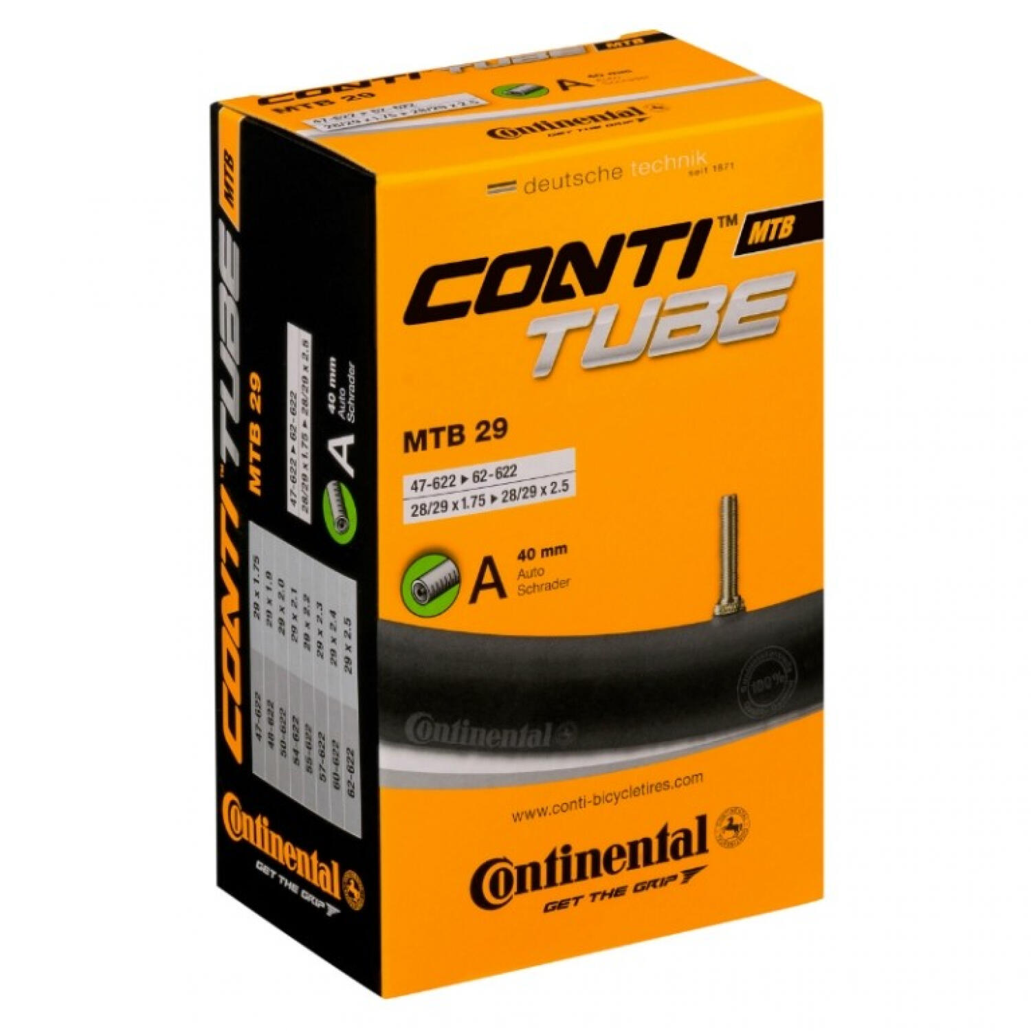 Continental Dętka Rowerowa Do Rowerów Mtb 28/29 Cali, Czarny, 40 Mm (0182171_40 mm)
