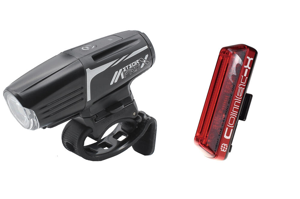Zestaw oświetlenia rowerowego przedniego i tylnego Moon Meteor-X Auto Pro Comet-