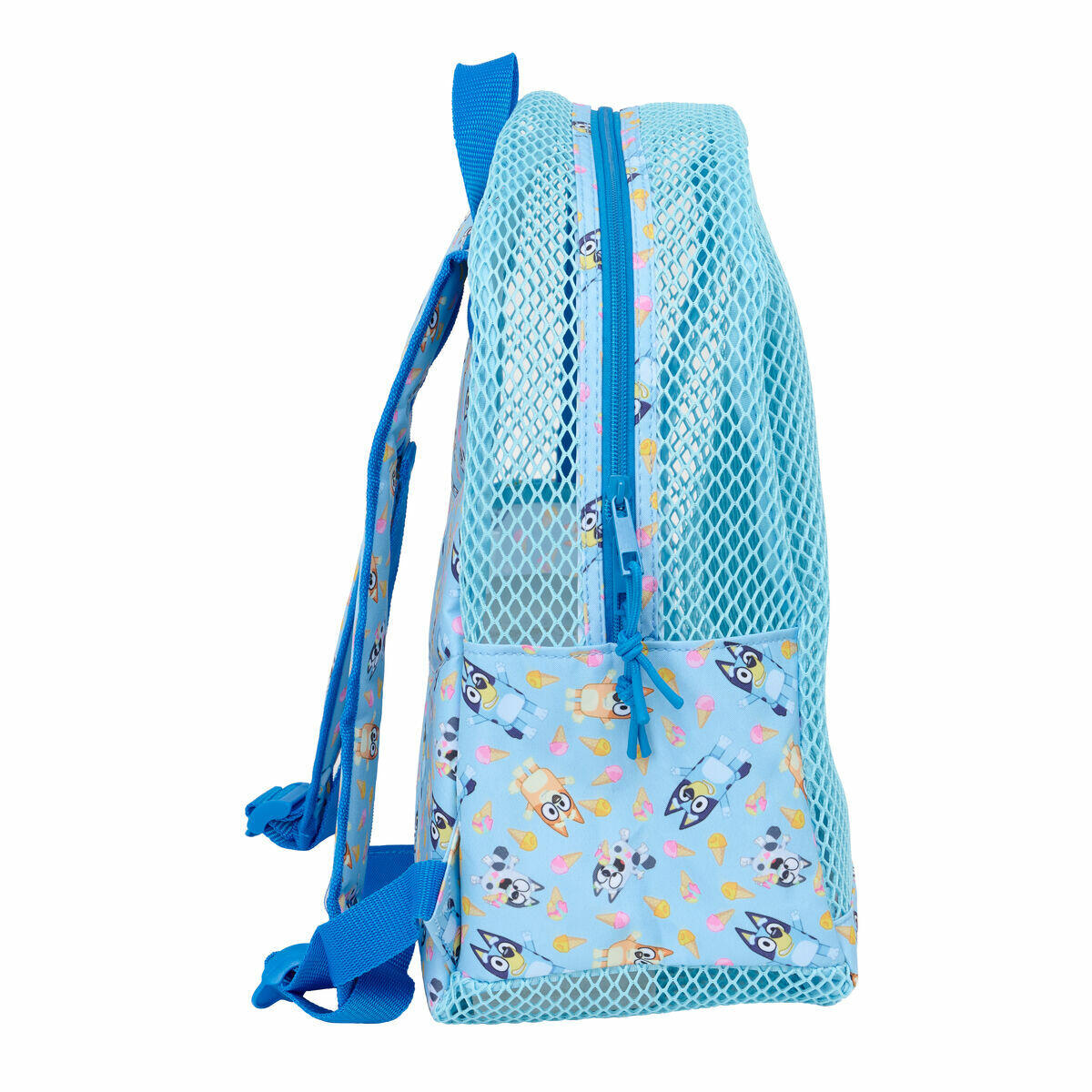 Safta BLUEY Plecak plażowy dla dzieci, odporny na piasek, z uchwytami, łatwy do czyszczenia, idealny dla dzieci w różnym wieku, wygodny i wszechstronny, 32 x 12 x 38 cm, Jasnoniebieski, M, Casual