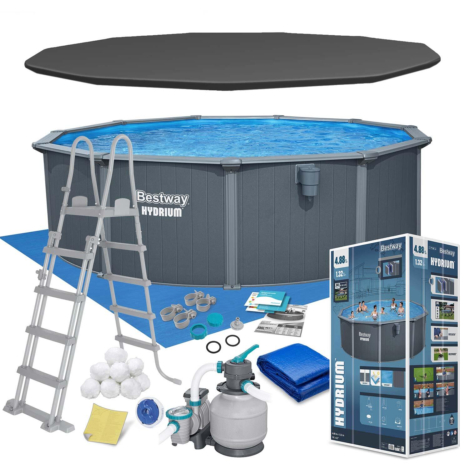 Bestway Basen stelażowy Hydrium 488x132 całoroczny 561CU zestaw