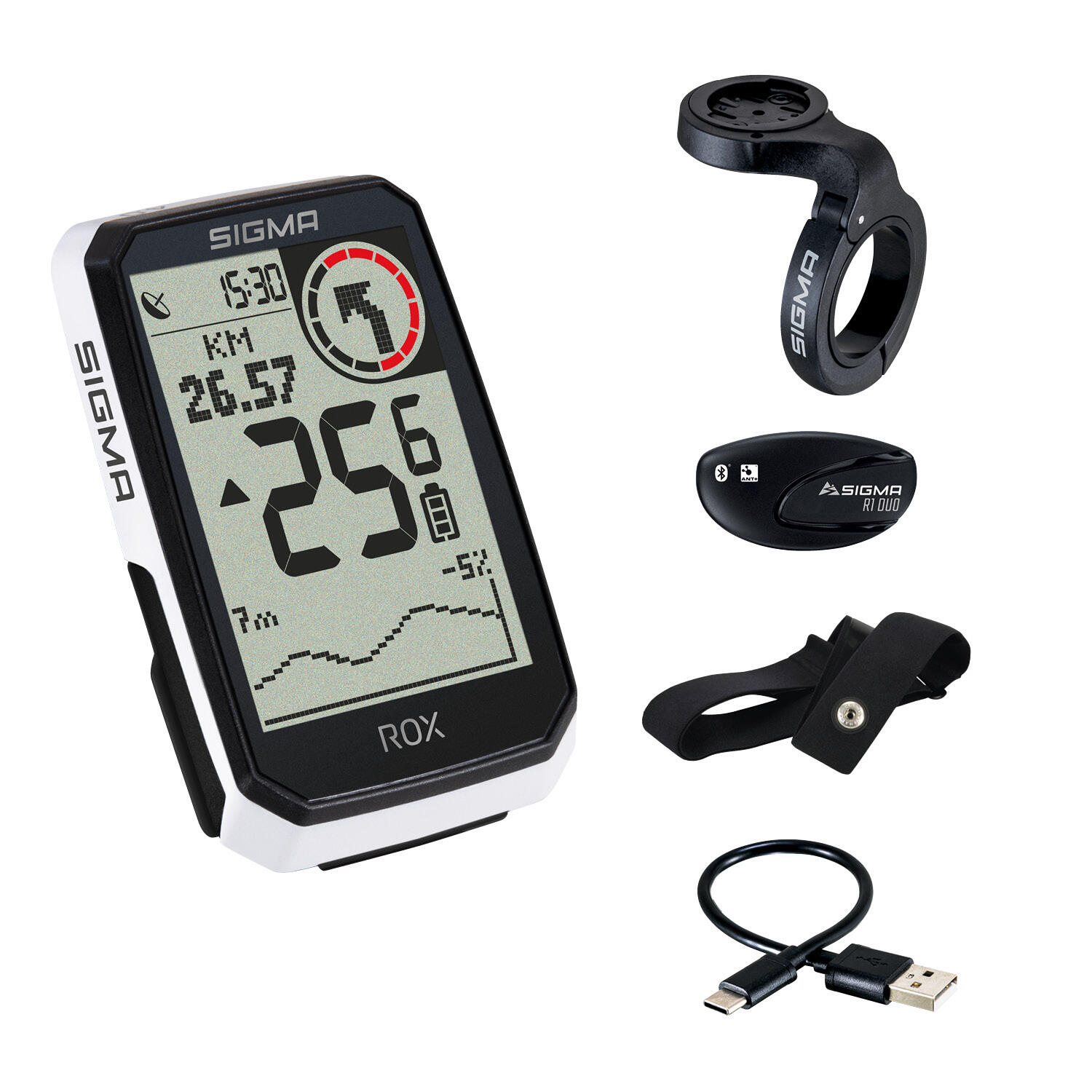 Licznik rowerowy SIGMA Rox 4.0 Endurance HR Set Czarny Podświetlany