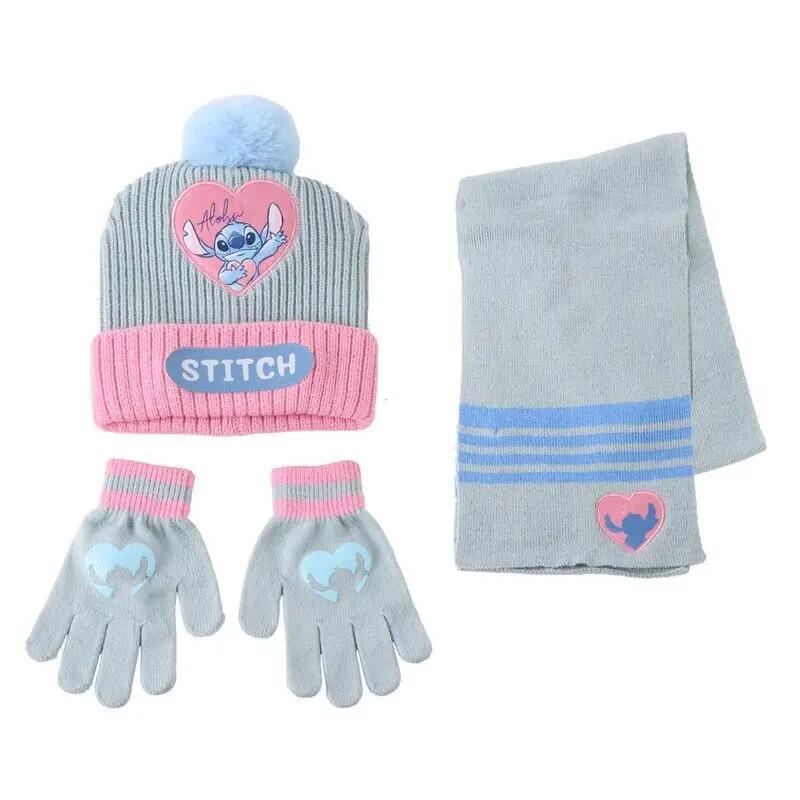 Zestaw czapka z rękawiczkami i szalikiem zimowy dziecięcy Cerda Disney Stitch