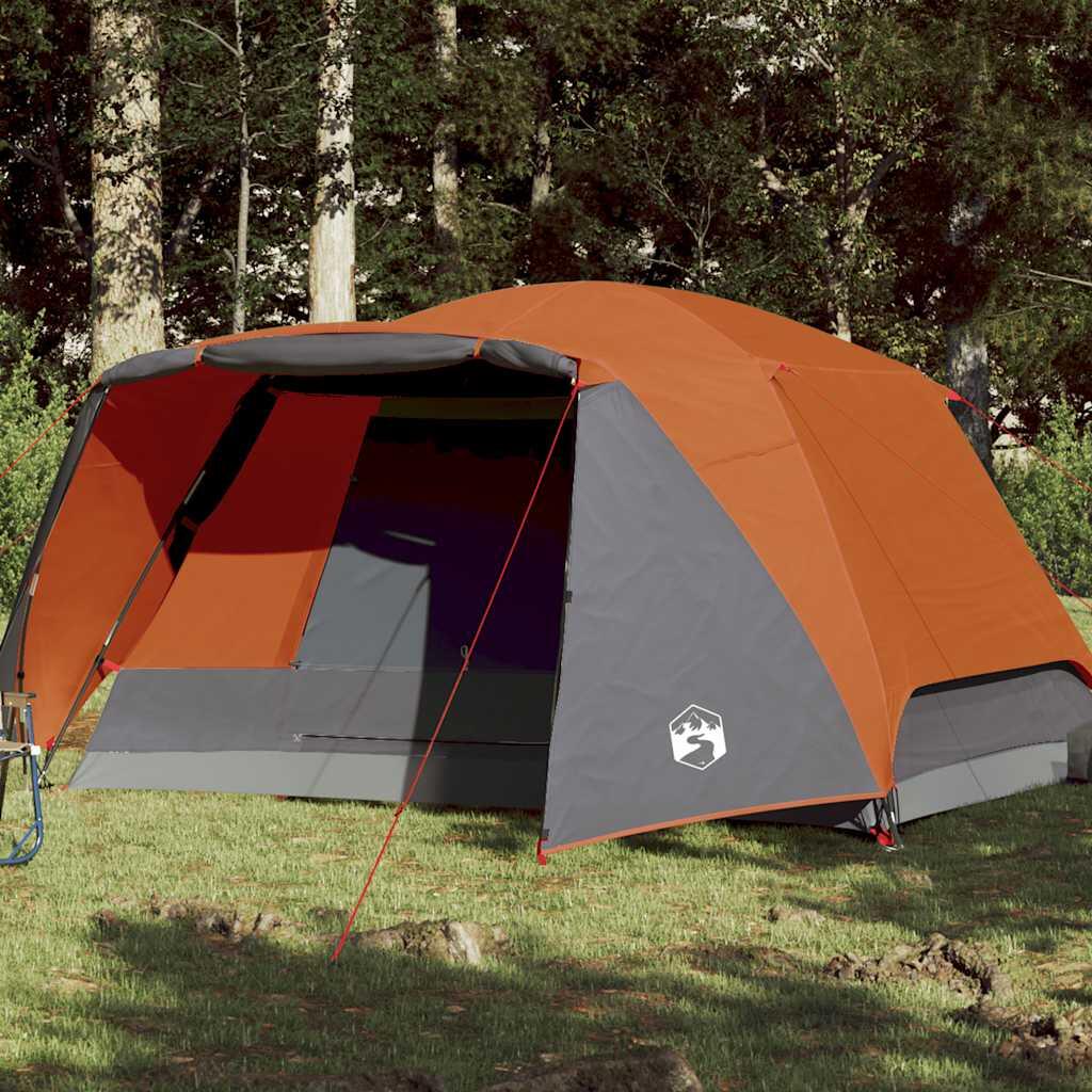vidaXL Namiot, 4-os., szaro-pomarańczowy, 350x280x155 cm, tafta 190T