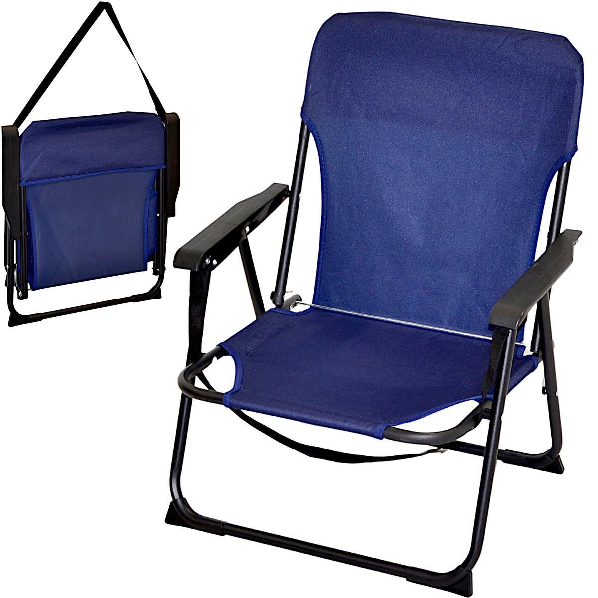 Redcliffs FOTEL TURYSTYCZNO PLAŻOWY Z PODŁOKIETNIKAMI 52X54X26/66CM SKŁADANY NIEBIESKI